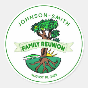 Customisable Family Green Tree Reunion Stickers