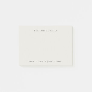 Customisable Family Name Personalisation Beige Post-it Notes