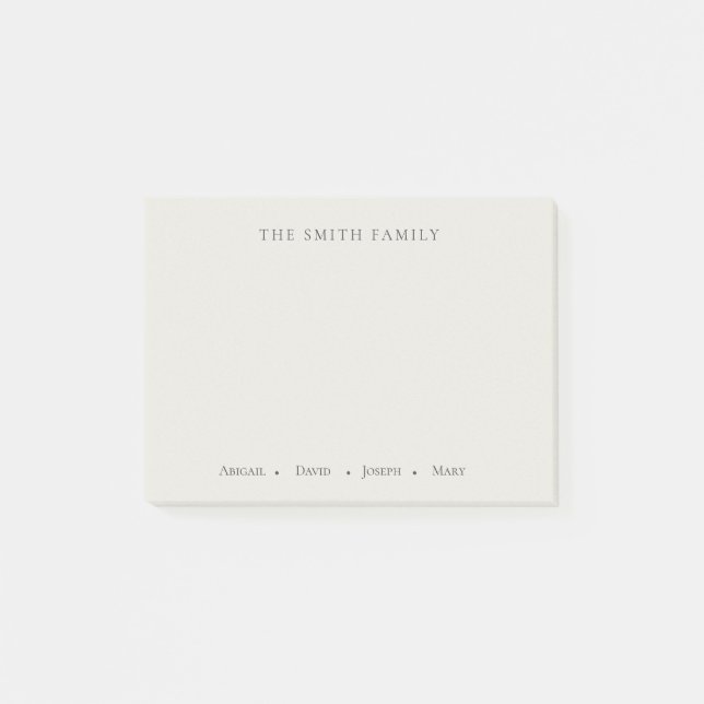 Customisable Family Name Personalisation | Beige  Post-it Notes (Front)
