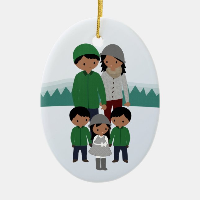 Customisable Family of Five Christmas Ornament (Front)