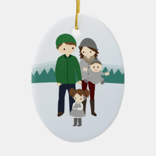 Customisable Family of Four Christmas Ornament