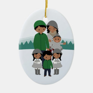 Customisable Family of Six Christmas Ornament