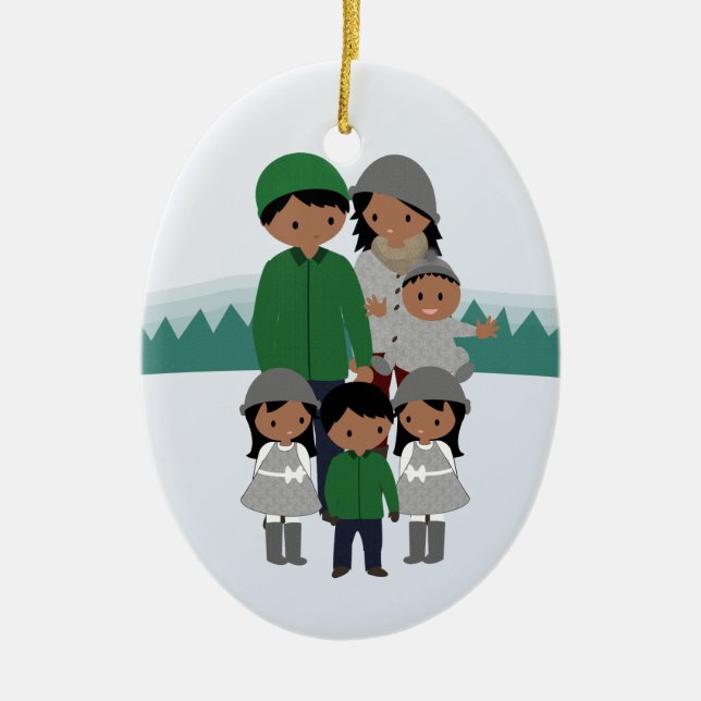 Customisable Family of Six Christmas Ornament (Front)