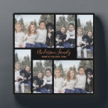 Customisable Family Photo Template Black Rose Gold Plaque<br><div class="desc">Customisable Family Photo Template with six photo positions. Photos sit atop a gold background. Handwritten font for the family name. Plenty of room for long names. Edit the holiday season and year too. To personalise this plaque click on "personalise this template" then edit the fields provided. The template photos are...</div>