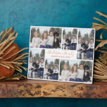 Customisable Family Photo Template White Rose Gold Plaque<br><div class="desc">Customisable Family Photo Template with six photo positions. Photos sit atop a white background. Handwritten font for the family name. Plenty of room for long names. Edit the holiday season and year too. To personalise this plaque click on "personalise this template" then edit the fields provided. The template photos are...</div>