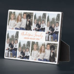 Customisable Family Photo Template White Rose Gold Plaque<br><div class="desc">Customisable Family Photo Template with six photo positions. Photos sit atop a white background. Handwritten font for the family name. Plenty of room for long names. Edit the holiday season and year too. To personalise this plaque click on "personalise this template" then edit the fields provided. The template photos are...</div>