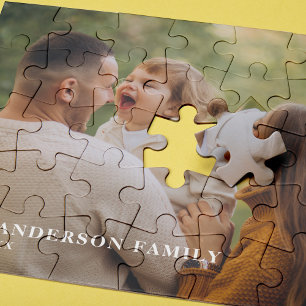 Customisable Family Photo with Personalised Text Jigsaw Puzzle