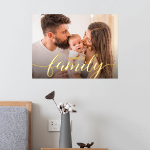 Customisable Family Portrait Real Gold script Foil Prints