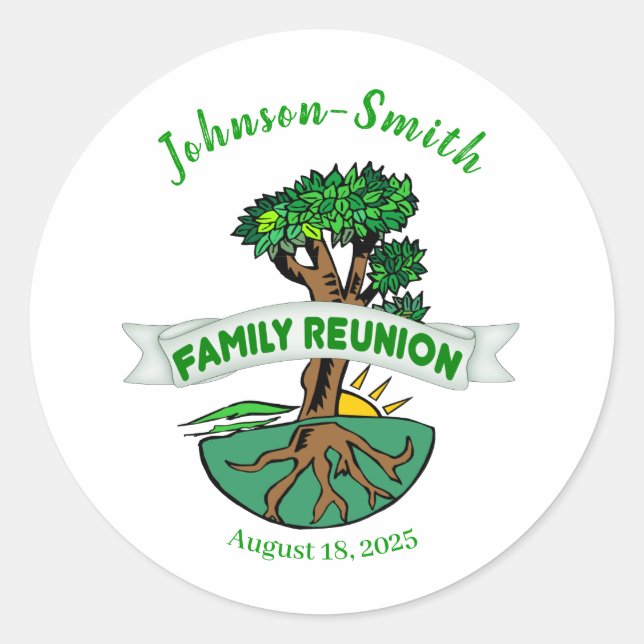 Customisable Family Tree Reunion Stickers (Front)