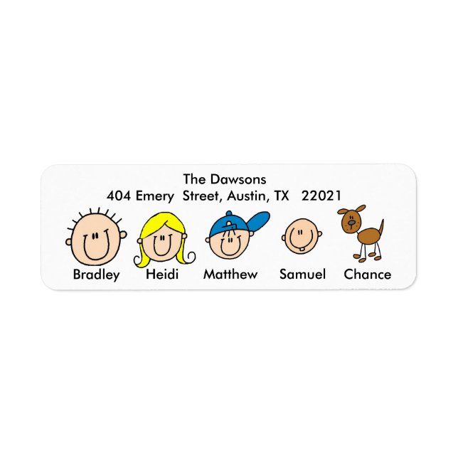Customisable Family With Dog Address Labels (Front)