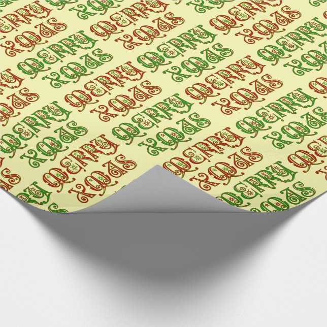 Customisable Fancy Merry Xmas Wrapping Paper (Corner)