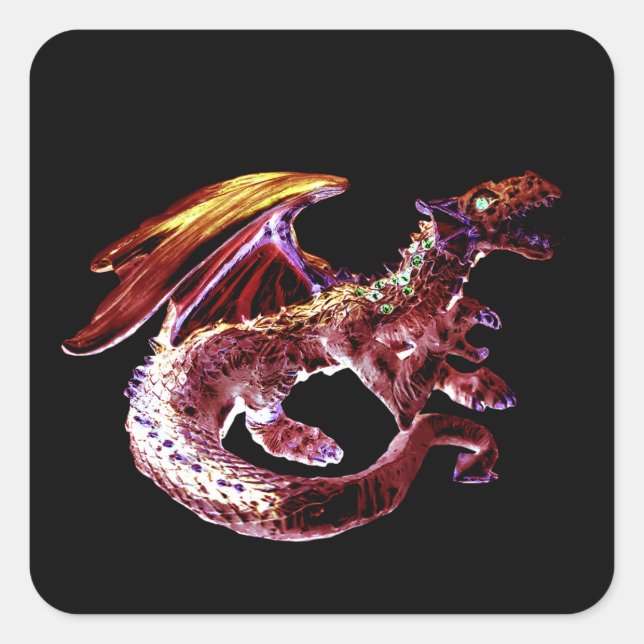 Customisable Fantasy Ruby Reds Dragon  Square Sticker (Front)