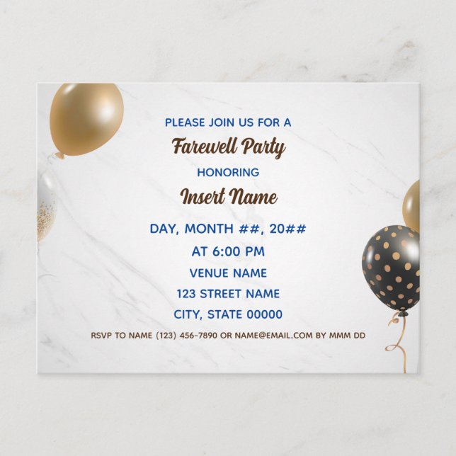 Customisable farewell retirement party postcard (Front)