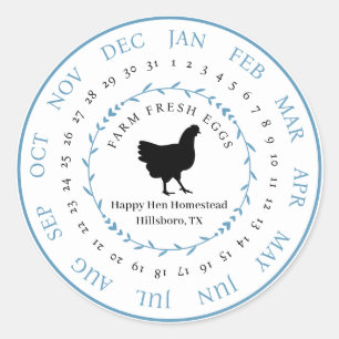 Customisable Farm Fresh Egg Carton Laid Date Classic Round Sticker