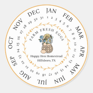 Customisable Farm Fresh Egg Carton Laid Date Classic Round Sticker