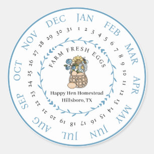 Customisable Farm Fresh Egg Carton Laid Date Classic Round Sticker