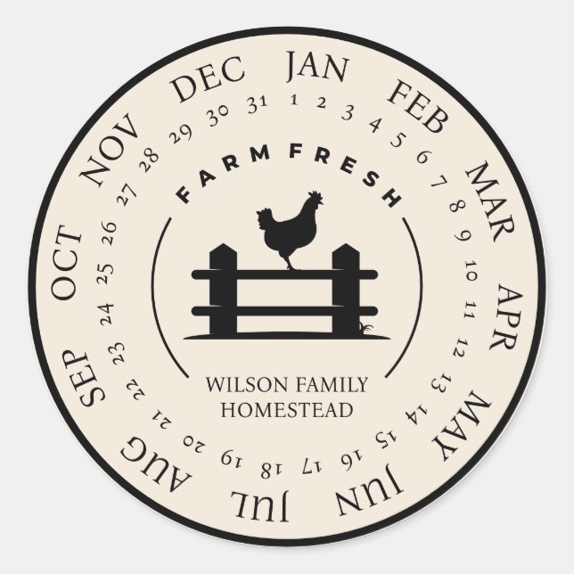 Customisable Farm Fresh Egg Carton Small Business Classic Round Sticker (Front)