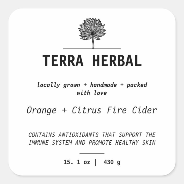 Customisable Farmers Market Product Label (Front)