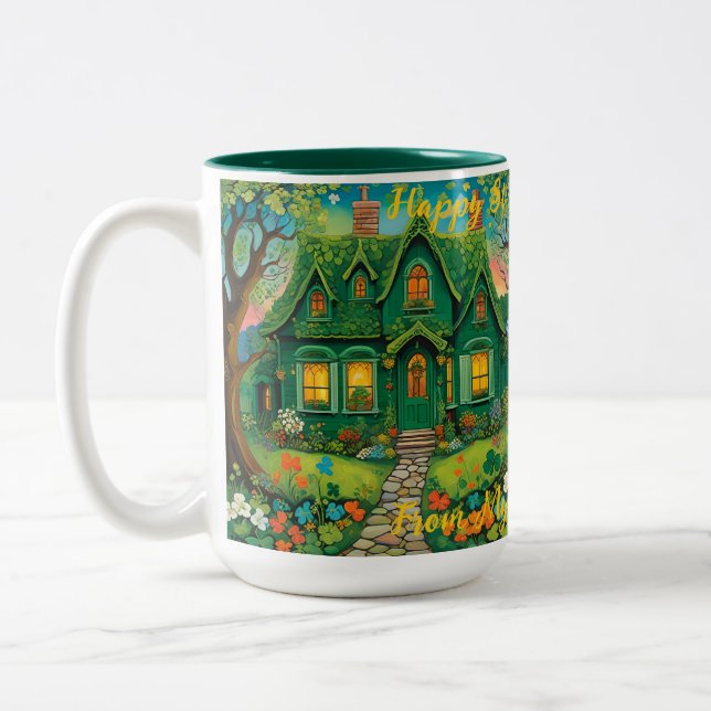 Customisable Farmhouse St Patrick’s Day. St Patty Two-Tone Coffee Mug (Left)