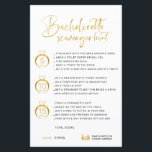 Customisable Faux Gold Bachelorette Scavenger<br><div class="desc">Beautiful customisable Bachelorette Scavenger Hunt Game! You can personalise it with your games,  the points,  and the bride's name.</div>