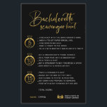Customisable Faux Gold Black Bachelorette Hunt<br><div class="desc">Beautiful customisable Bachelorette Scavenger Hunt Game! You can personalise it with your games,  the points,  and the bride's name.</div>