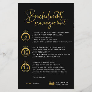 Customisable Faux Gold Black Bachelorette Hunt