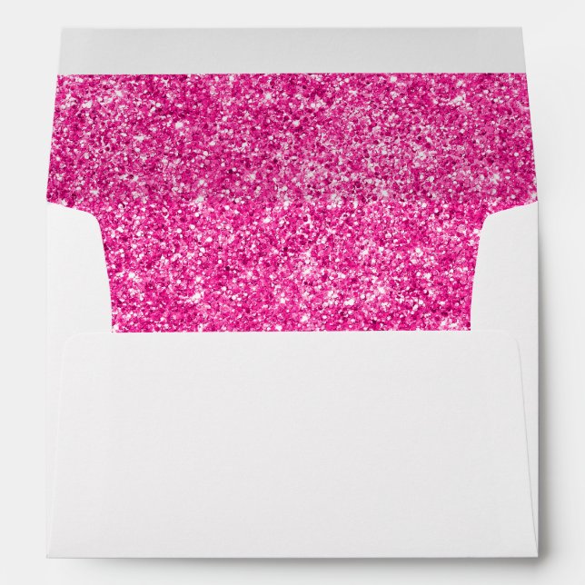 Customisable Faux Photo Hot Pink Glitter Envelopes (Back (Bottom))