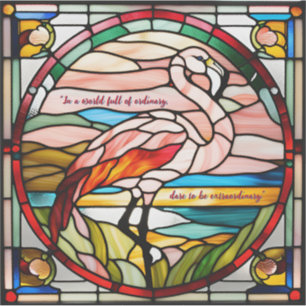 Customisable Faux Stained Glass Flamingo