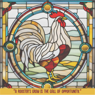 Customisable Faux Stained Glass Rooster Sticker