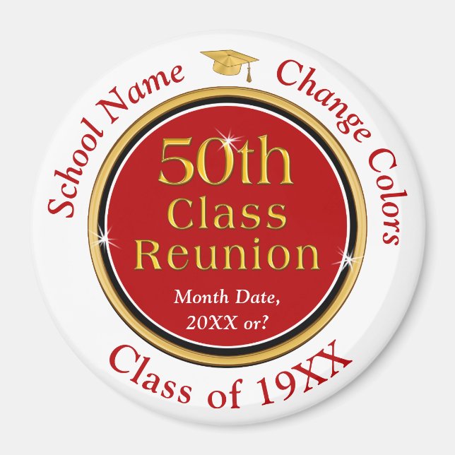 Customisable, Favours for 50th Class Reunion, Magnet (Front)