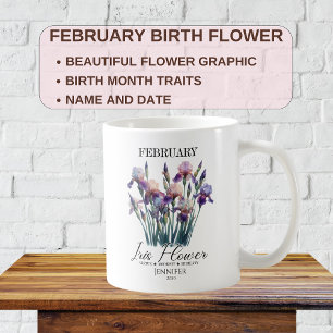Customisable February Birthday Flower Iris Coffee Mug
