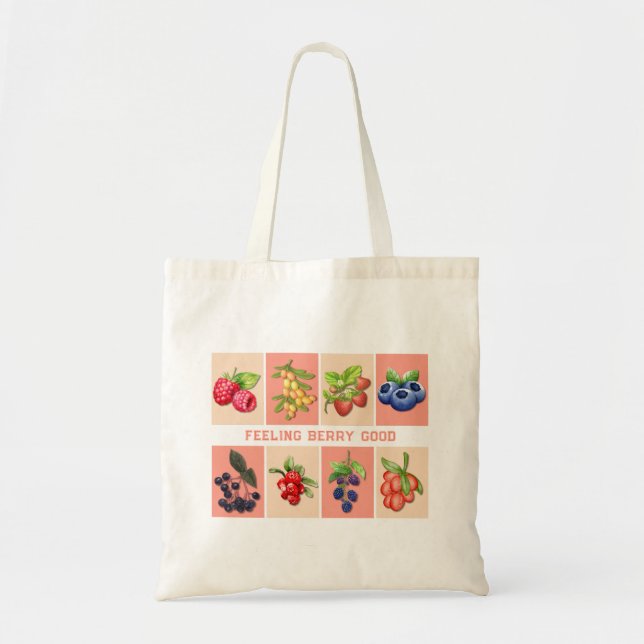 Customisable FEELING BERRY GOOD Strawberry Berries Tote Bag (Front)