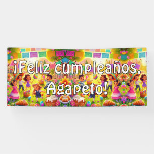 Customisable ¡Feliz cumpleaños! Mexican Fiesta Ba Banner