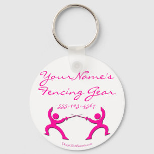 Customisable Fencing Gear tag - pink Key Ring