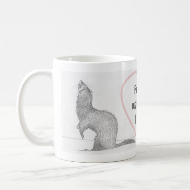 Customisable Ferret Mug - Dimitri - Warm the Heart (Left)