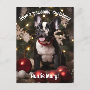 Customisable Festive Furry Duo Postcard