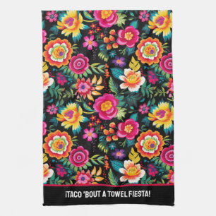 Customisable Fiesta Floral Extravaganza Tea Towel