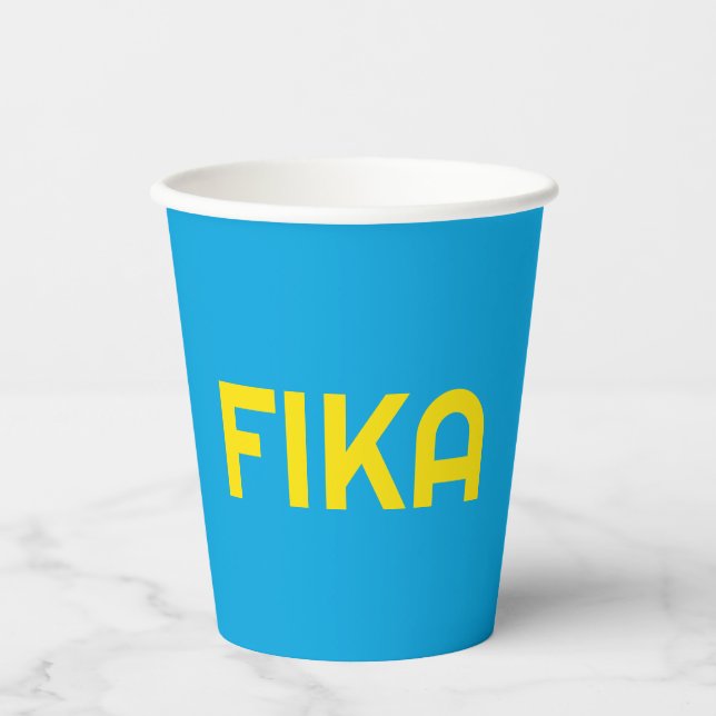 Customisable FIKA Bold Yellow and Blue Paper Cups (Front)