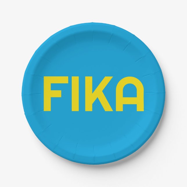 Customisable FIKA Bold Yellow and Blue Paper Plate (Front)
