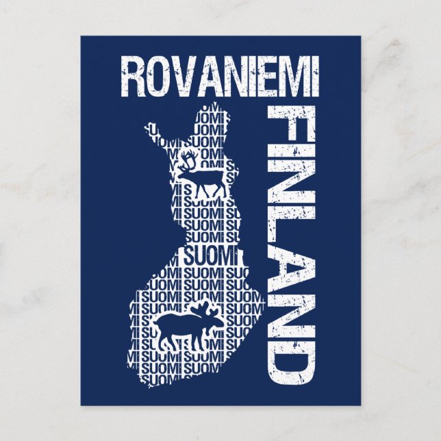 Customisable FINLAND MAP postcard - Rovaniemi (Front)