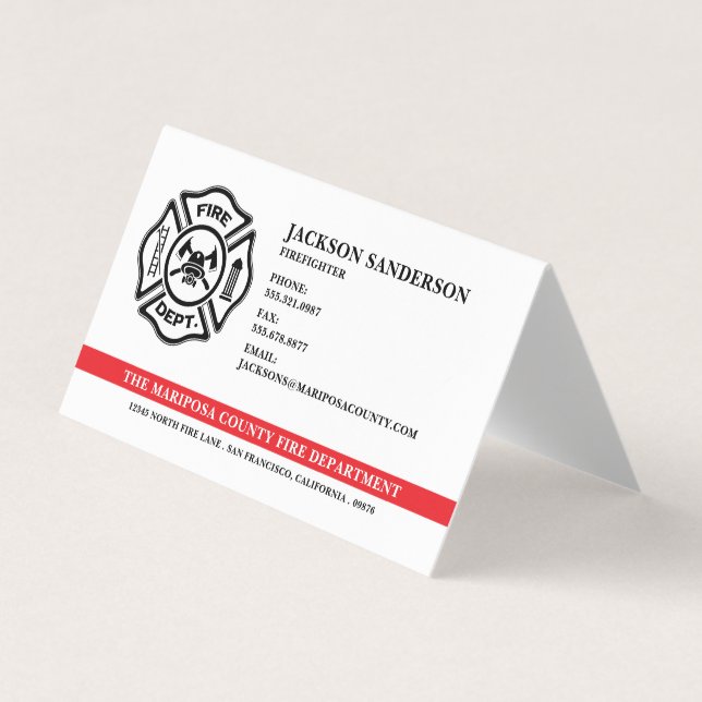 Customisable Fire Department Logo Firefighter Business Card (Front)