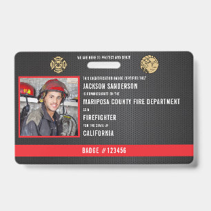 Customisable Firefighter Fire Department Employee ID Badge