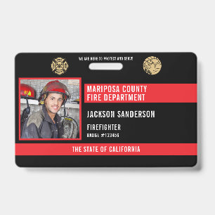 Customisable Firefighter Fire Department Employee ID Badge