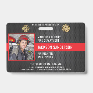 Customisable Firefighter Fire Department Employee ID Badge