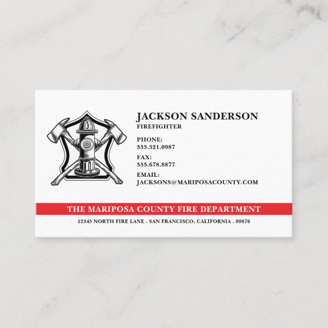 Customisable Firefighter Fire Department Logo Business Card (Front)
