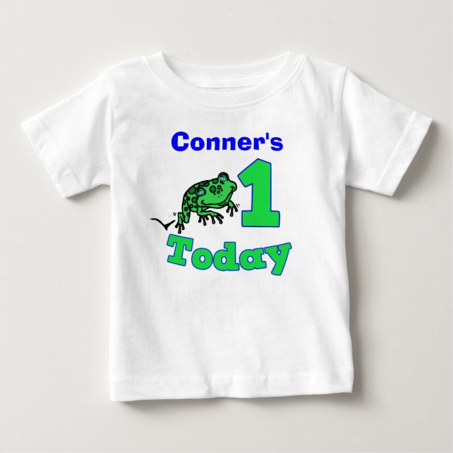 Customisable First Birthday Boy Froggy Shirt (Front)