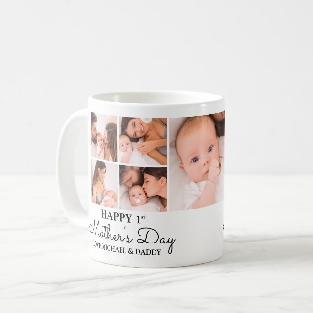 Customisable First Mothers Day Photo Collage Coffee Mug (Front Left)