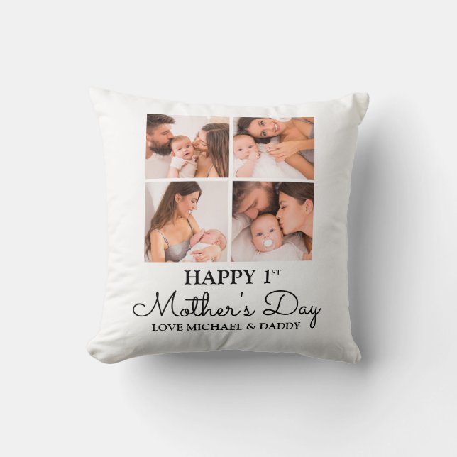 Customisable First Mothers Day Photo Collage Cushion (Front)