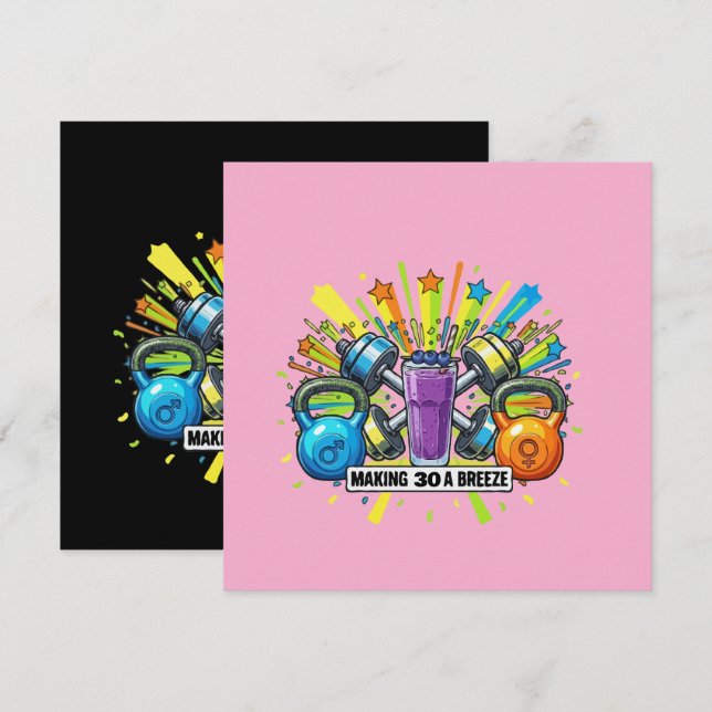 Customisable Fitness Smoothie Celebration Invitation (Front/Back)