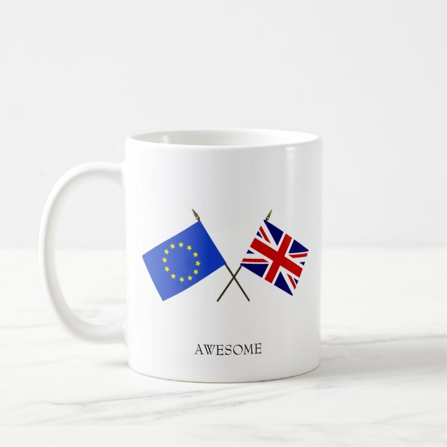 Customisable Flag of Europe & Flag of UK Coffee Mug (Left)